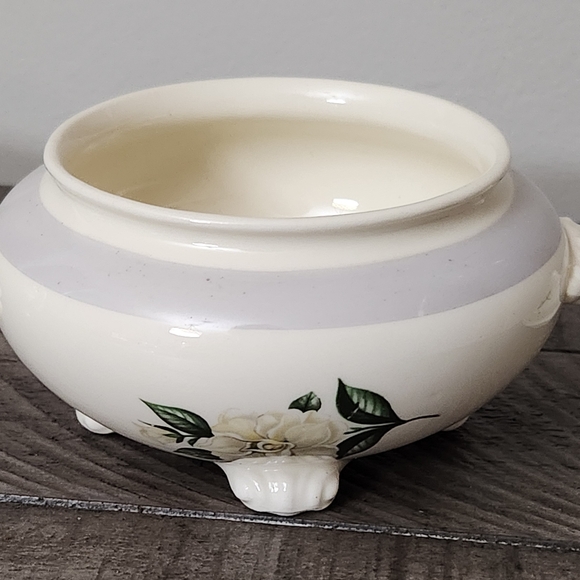 Vintage Homer Laughlin Nautilus Grey Gardenia Footed Sugar Bowl Lid Creamer Set - Picture 11 of 13